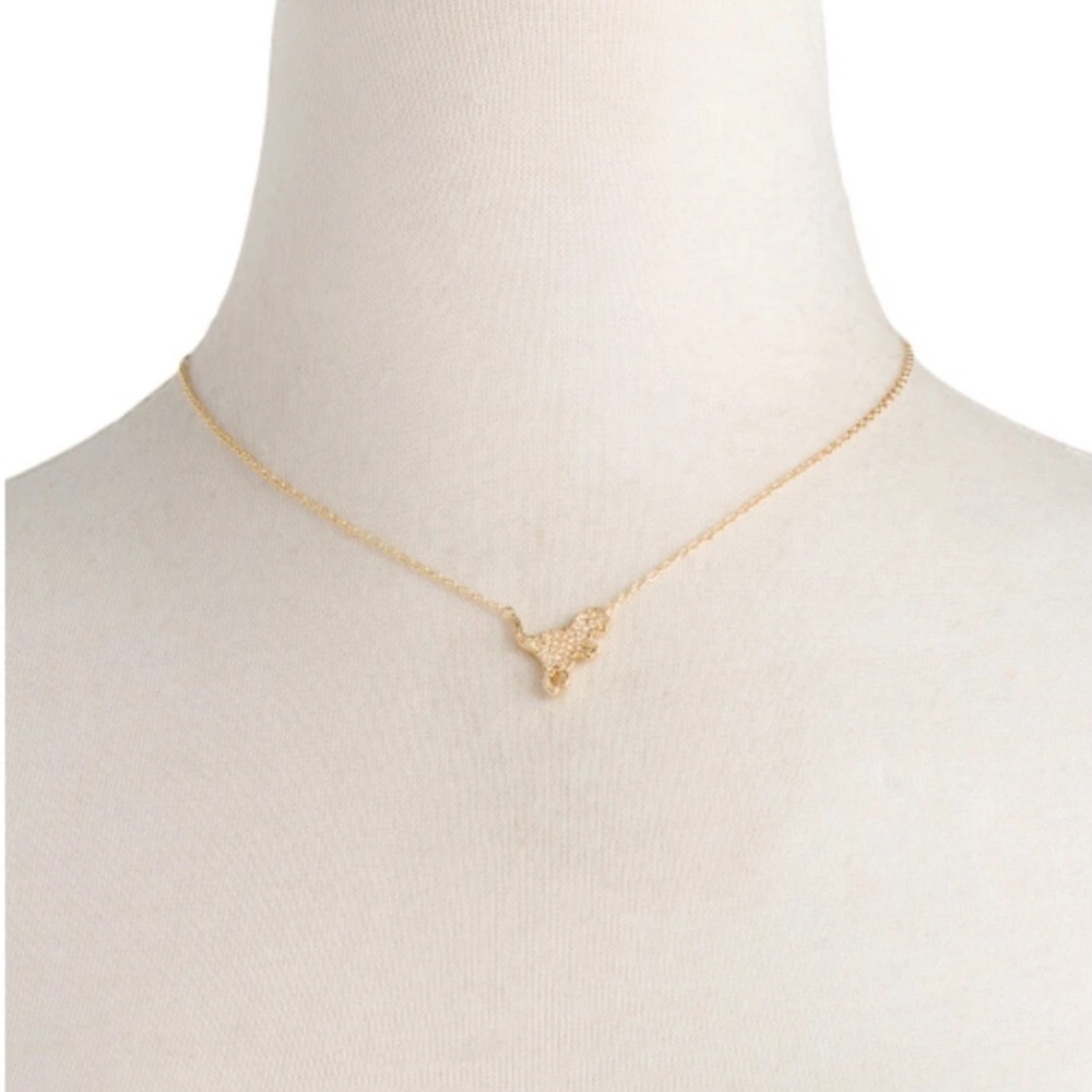 🦖NWT COACH Signature Pave Diamond Gold Rexy T-Rex Necklace + Dust Bag - Picture 2 of 4